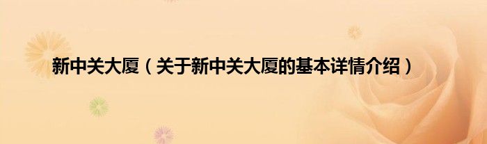 新中关大厦（关于新中关大厦的基本详情介绍）