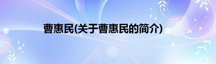 曹惠民(关于曹惠民的简介)