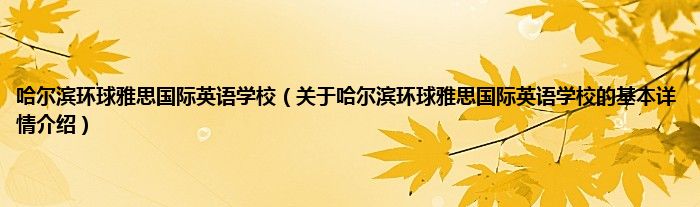 哈尔滨环球雅思国际英语学校（关于哈尔滨环球雅思国际英语学校的基本详情介绍）