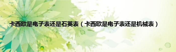 卡西欧是电子表还是石英表（卡西欧是电子表还是机械表）