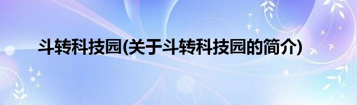 斗转科技园(关于斗转科技园的简介)