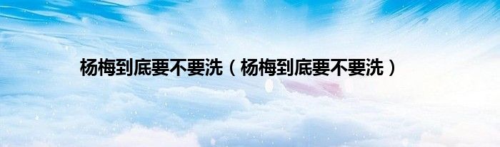 杨梅到底要不要洗（杨梅到底要不要洗）