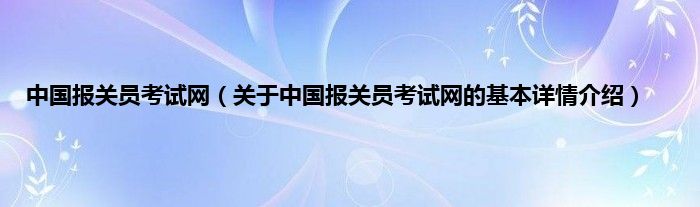 中国报关员考试网（关于中国报关员考试网的基本详情介绍）