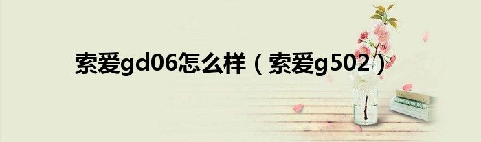索爱gd06怎么样（索爱g502）