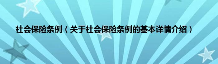 社会保险条例（关于社会保险条例的基本详情介绍）