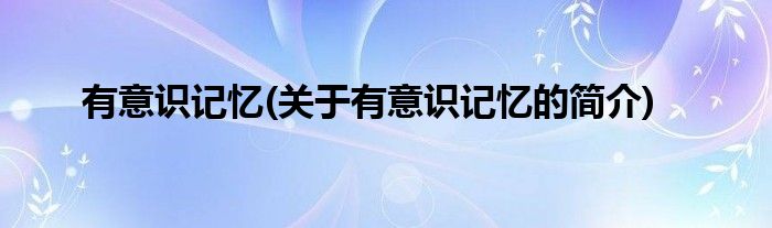 有意识记忆(关于有意识记忆的简介)
