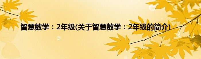 智慧数学：2年级(关于智慧数学：2年级的简介)
