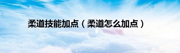柔道技能加点（柔道怎么加点）
