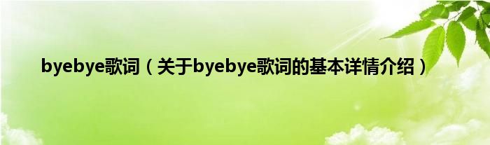 byebye歌词（关于byebye歌词的基本详情介绍）