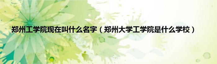 郑州工学院现在叫什么名字（郑州大学工学院是什么学校）