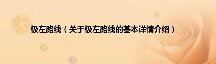 极左路线（关于极左路线的基本详情介绍）