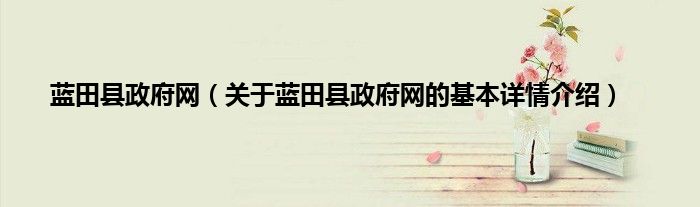 蓝田县政府网（关于蓝田县政府网的基本详情介绍）