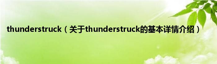 thunderstruck（关于thunderstruck的基本详情介绍）