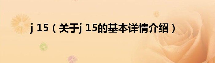 j 15（关于j 15的基本详情介绍）