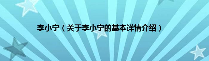 李小宁（关于李小宁的基本详情介绍）