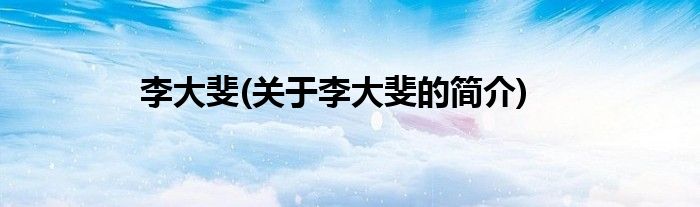 李大斐(关于李大斐的简介)