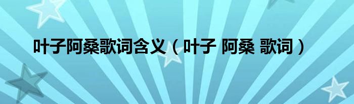 叶子阿桑歌词含义（叶子 阿桑 歌词）
