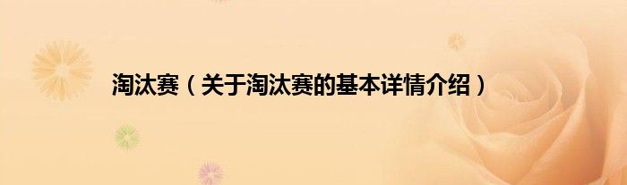 淘汰赛（关于淘汰赛的基本详情介绍）