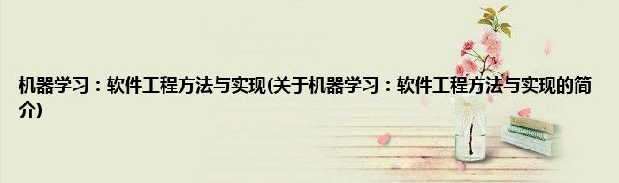 机器学习：软件工程方法与实现(关于机器学习：软件工程方法与实现的简介)