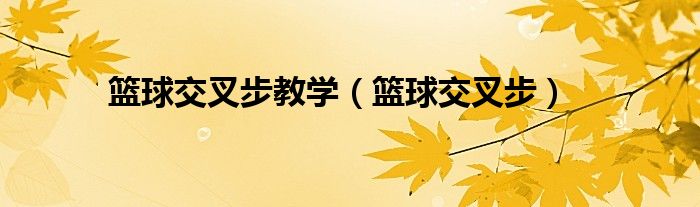 篮球交叉步教学（篮球交叉步）