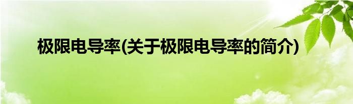 极限电导率(关于极限电导率的简介)