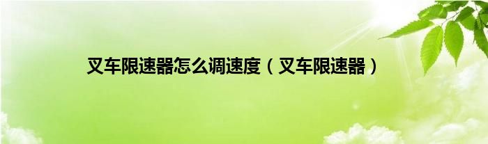 叉车限速器怎么调速度（叉车限速器）