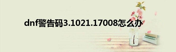 dnf警告码3.1021.17008怎么办
