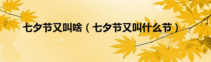 七夕节又叫啥（七夕节又叫什么节）