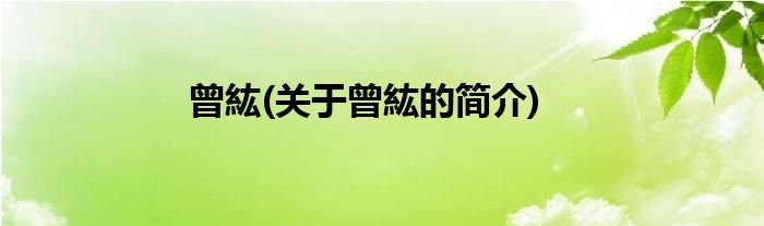 曾紘(关于曾紘的简介)