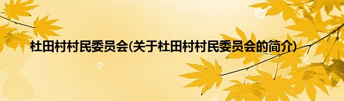 杜田村村民委员会(关于杜田村村民委员会的简介)