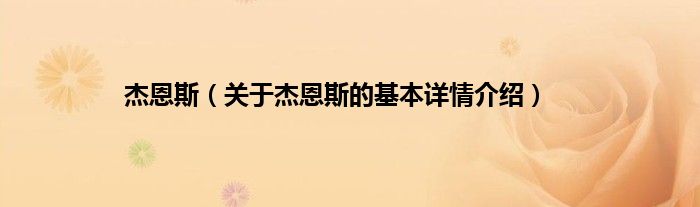 杰恩斯（关于杰恩斯的基本详情介绍）