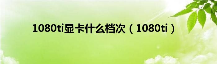 1080ti显卡什么档次（1080ti）