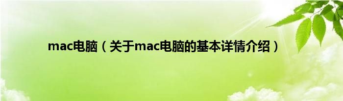 mac电脑（关于mac电脑的基本详情介绍）