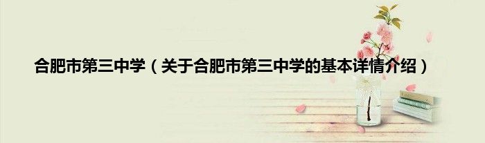 合肥市第三中学（关于合肥市第三中学的基本详情介绍）